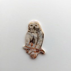 Porcelain Brooch Marbled Owl