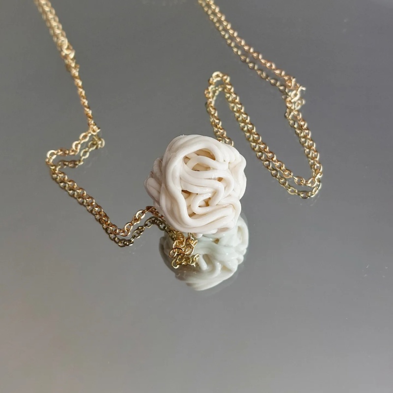 Porcelain snowball necklace